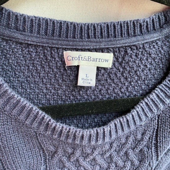 Croft & Barrow Navy Blue Cable Knit Sweater Size L - Picture 2 of 5